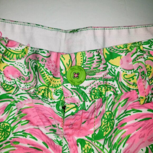 Lilly Pulitzer Callahan Shorts Size 00 Pink Green Flamingos Hot Wings Resort - Picture 6 of 12